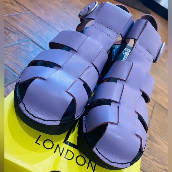 Fly London Purple Leather 90s Platform Sandals - Picture 13 of 15